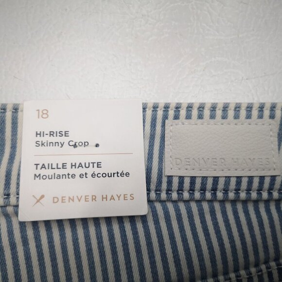 NWT Denver Hayes Hi Rise Skinny Crop Ladies Size 18 Blue & White Stripe Pants - Picture 7 of 14